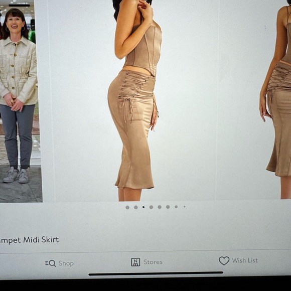 House of CB Lace-up Satin Trumpet Midi skirt - Picture 4 of 5